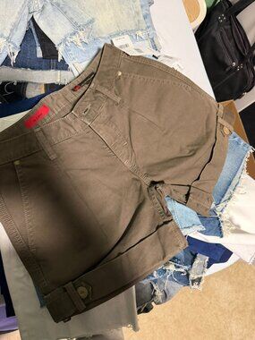 AG La Lana Utility Shorts Olive Green Mid Rise Casual Womens 27